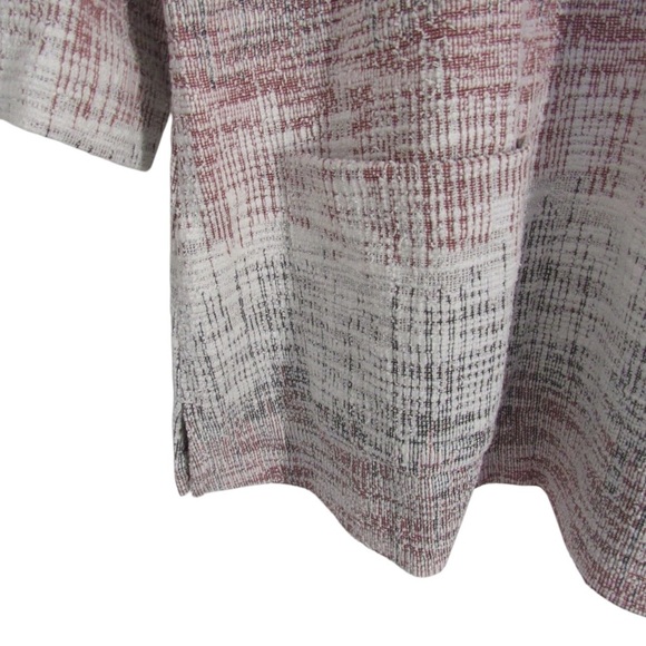 Christopher Banks CJ Pink White Gray Textured Knit Top XL 3/4 Sleeves Pockets - Picture 5 of 11